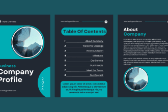 design  company profile, business brochure, trifold brochure, annual report