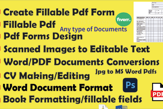 create fillable pdf form or create fillable pdf form from word and excel