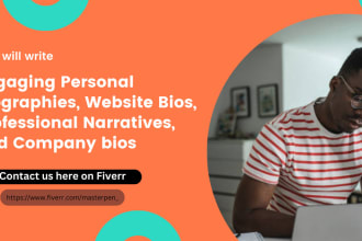 write engaging personal biographies, website bios, and company bios