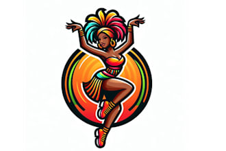 creative african female dance mascot logo design  with creative concept