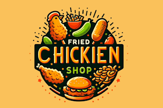 design high quality fried chicken shop mascot logo for you