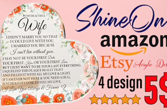 do acrylic plaque gift and message card, necklace design for shineon, etsy