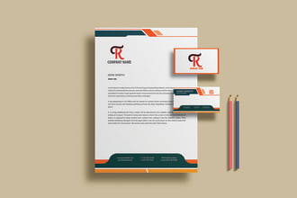 professional letterhead, business card, stationery design