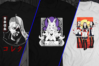 draw anime tshirt design for your merchandise