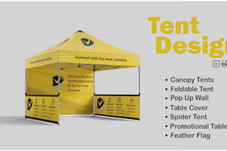 design a custom canopy tent, table cover and event flag