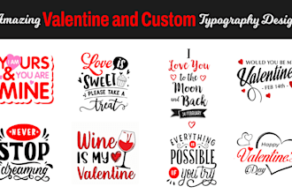create bulk typography tshirt and mug designs for valentine day