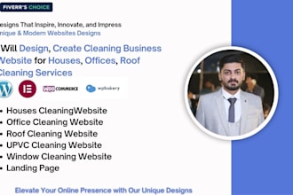 create cleaning business website for houses, office, roof cleaning services