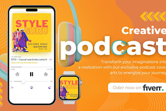 create amazing unique podcast cover art with custom logo