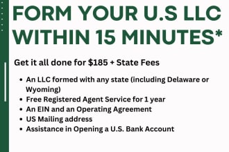 get you an llc including wyoming or delaware with ein and US bank account