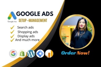 setup google ads search, display, shopping, performance max, video ads campaign