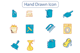 do simple, unique and hand drawn custom icons set