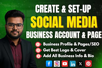 create social media accounts, setup and optimize all page