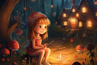 create children story book illustration using ai midjourney