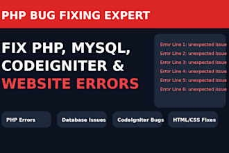 fix PHP codeigniter mysql HTML CSS bugs and errors