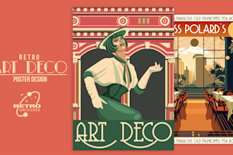 create retro art deco style poster