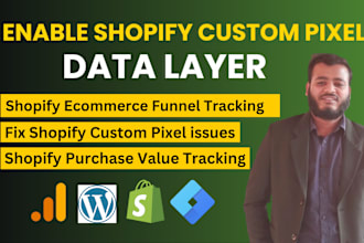 setup shopify custom pixel data layer, ga4 ecommerce server side tracking