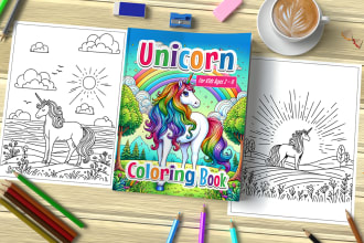 do unique kids coloring book cover, kids activity book interior cover design KDP