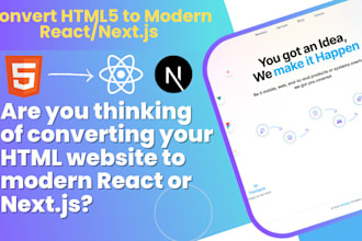 convert your HTML5 website to react js or next js