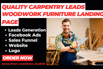 design quality carpentry woodwork furniture landing page website generate leads