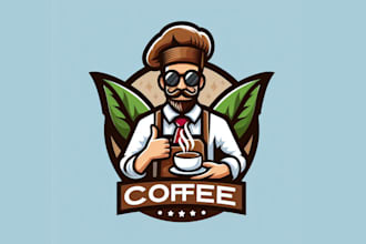 create awesome barista coffee mascot logo design for your restaurant