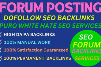 submit 50 forum postings dofollow profile  backlinks services with unique sites