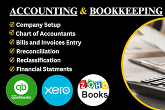 do accounting and bookkeeping in quickbooks online, xero and zoho books