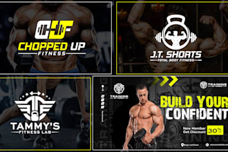 design fitness, gym, sports, clothing and monogram logo