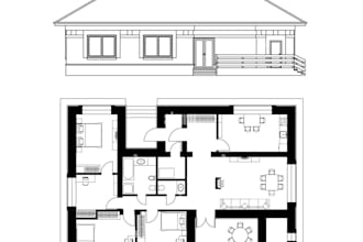 draw autocad 2d floor plan, elevation, section, site plan