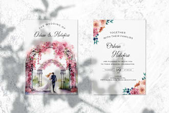 design unique wedding invitation card, save the date card in watercolor