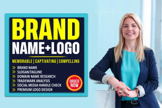 create a unique business name, slogan, logo design and website