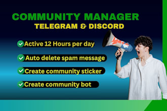 be expert telegram community manager with 20 crypto chatters and bot setup