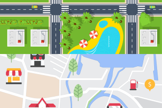 draw a cute detailed 2d map illustration for your location