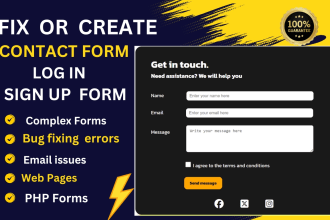 create or fix contact forms in php or fix wp login, signup forms, email issues
