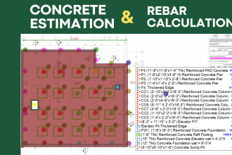 provide concrete takeoff and estimation with reinforcement