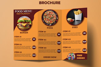 design modern restaurant menu, food menu, trifold brochure design