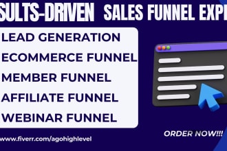 build gohighlevel sales funnel, website and be your kajabi, go high level expert