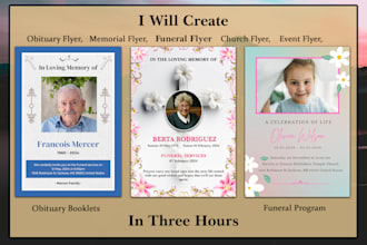 design funeral flyer, church conference, amazing event, in 3 hours