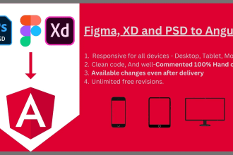 convert PSD, figma, xd to angular website