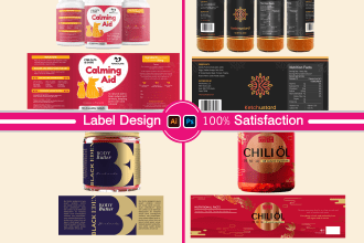 creative supplement label, food label, jar label, luxury label design