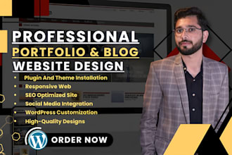 create a professional portfolio website design and wordpress blog website