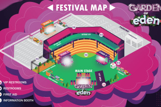 draw 3d event maps vector festival map illustrations