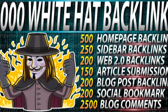 create 4000 white hat seo mix backlinks package
