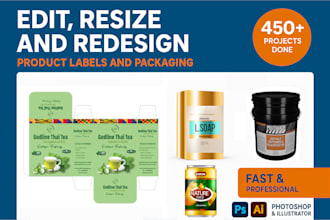 edit, resize, redesign product label packaging in 12 hours