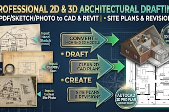 draft 2d and 3d permit floor plans, elevation and site plans