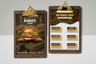 design original food menu card for paper or digital