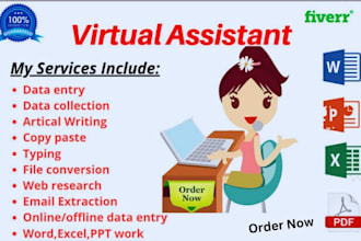 do data entry, copy paste, virtual assistant, typing and excel data entry jobs