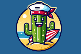 design high quality cactus coast mascot logo for you with unlimited revision