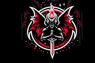 design a unique modern fighter demon flames mascot logo for you