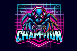design a unique modern spider esport mascot logo  with express delivery