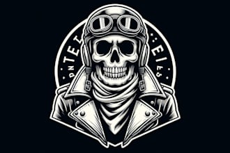 creative modern skull head mascot logo design  with express delivery